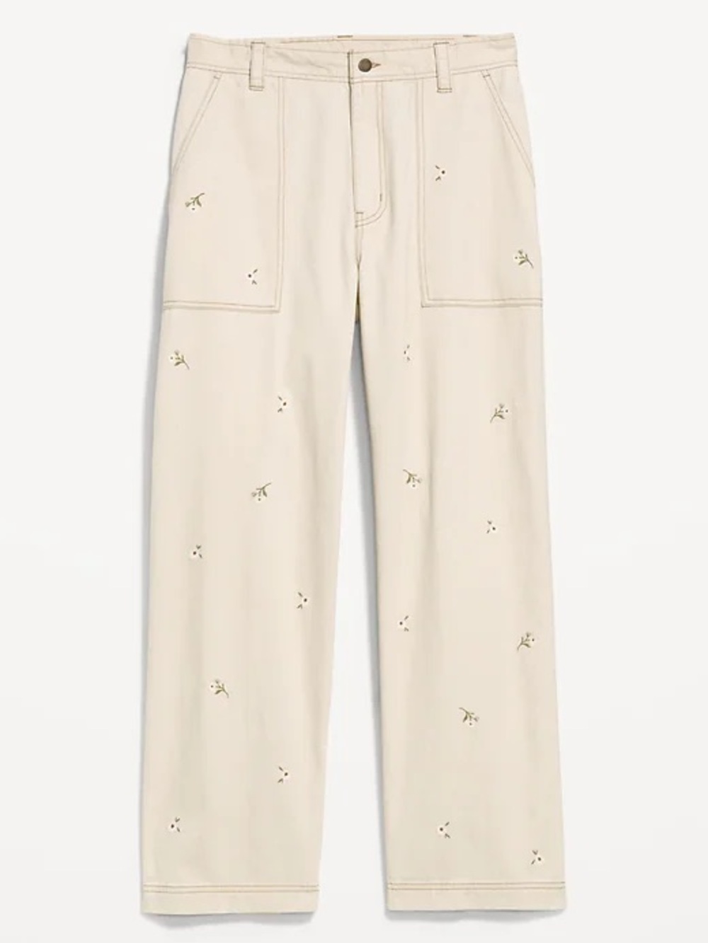 Old Navy Women’s High-Waisted Straight Ankle Pants - Floral Embroidered Print 12